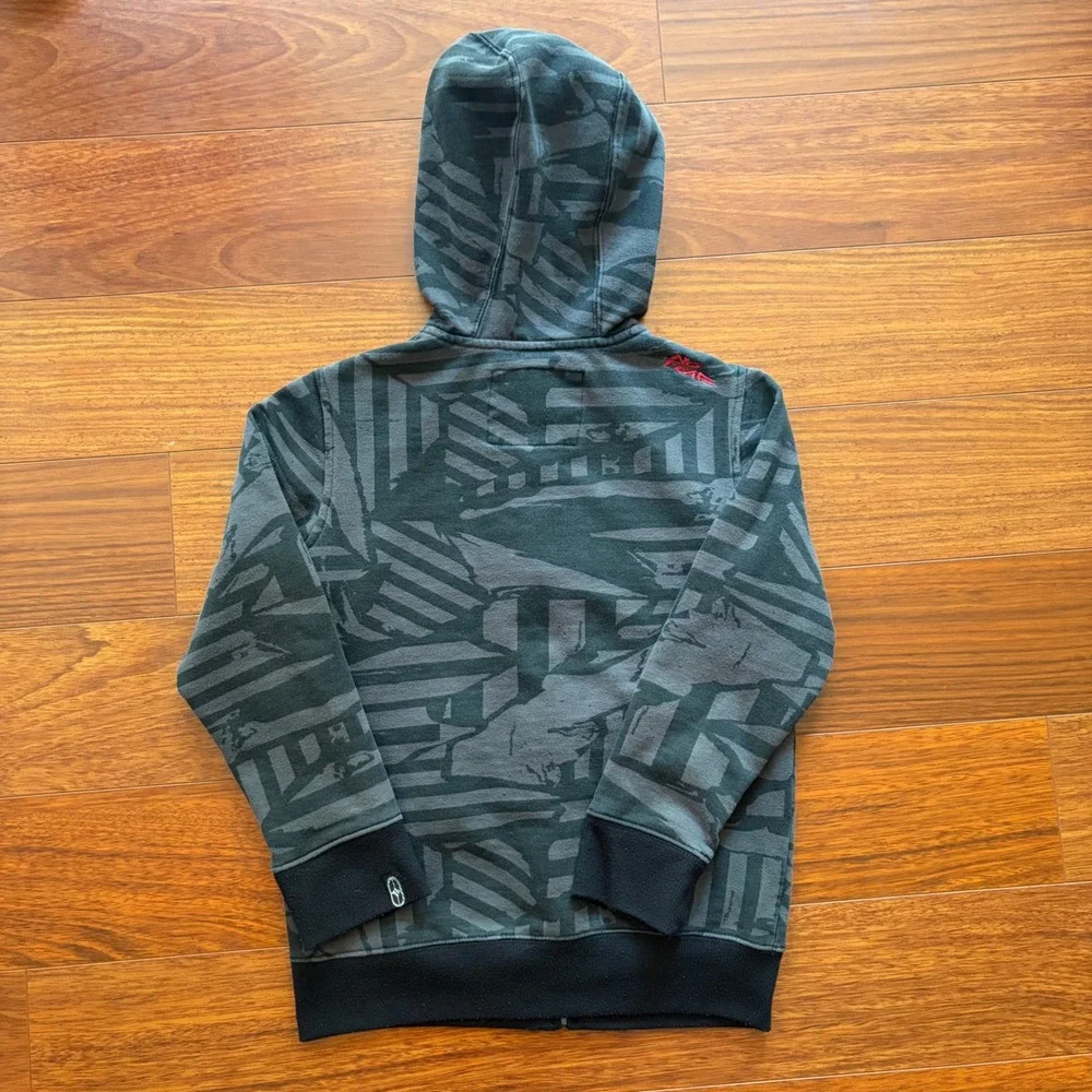 No Fear Boys Full Zip Monster Face Mask Hoodie S Gray Camo Skater Sweatshirt